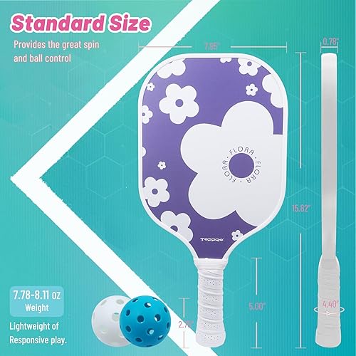 Miniatura 7 de TOPPRO Pickleball Paddles Set of 2, Fiberglass Face, Polypropylene Honeycomb Core, Lightweight Pickleball Rackets 2 Pack
