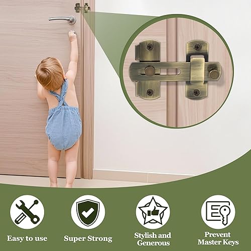 Miniatura 6 de Alise MS9001-Q - Cerradura de puerta de granero de acero inoxidable resistente de 4 pulgadas, cerradura antirrobo, cerradura de puerta de seguridad