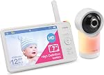 Moniteur vidéo pour bébé VTech 1080p Smart WiFi avec accès à distance, panoramique et inclinaison à 360 degrés, écran haute définition de 7” 720p, veilleuse, RM7766HD