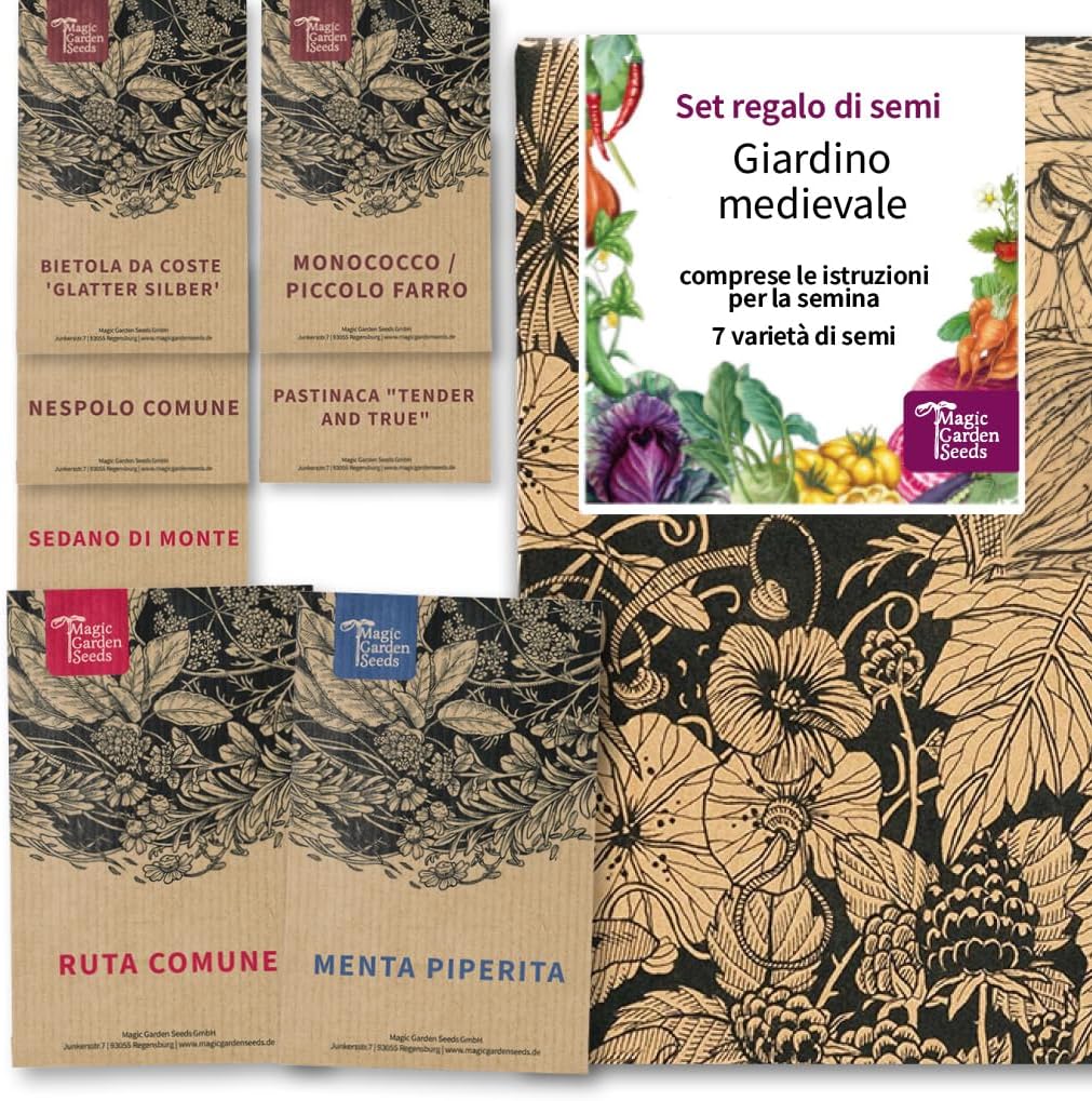 The Medieval Garden - Seed kit Gift Box with 7 Traditional Plants from The Medieval Kitchen Garden