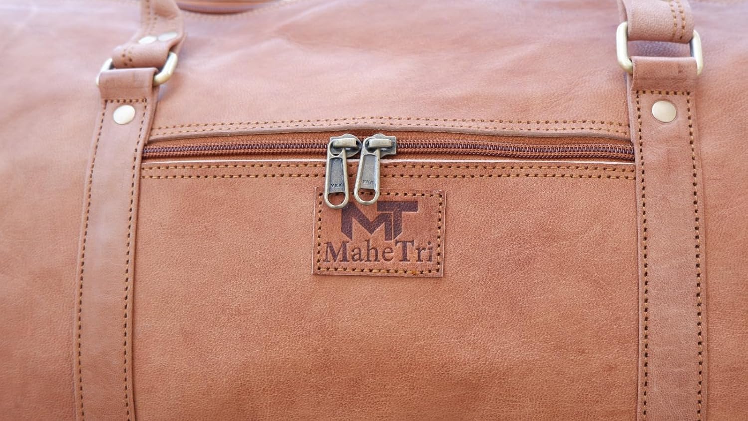 Genuine Leather Weekender Duffel Bag – Handcrafted Travel Overnight Bag for Men and Women, Shoe Compartment, Carry-On Size (24x10x8 in, Brown)