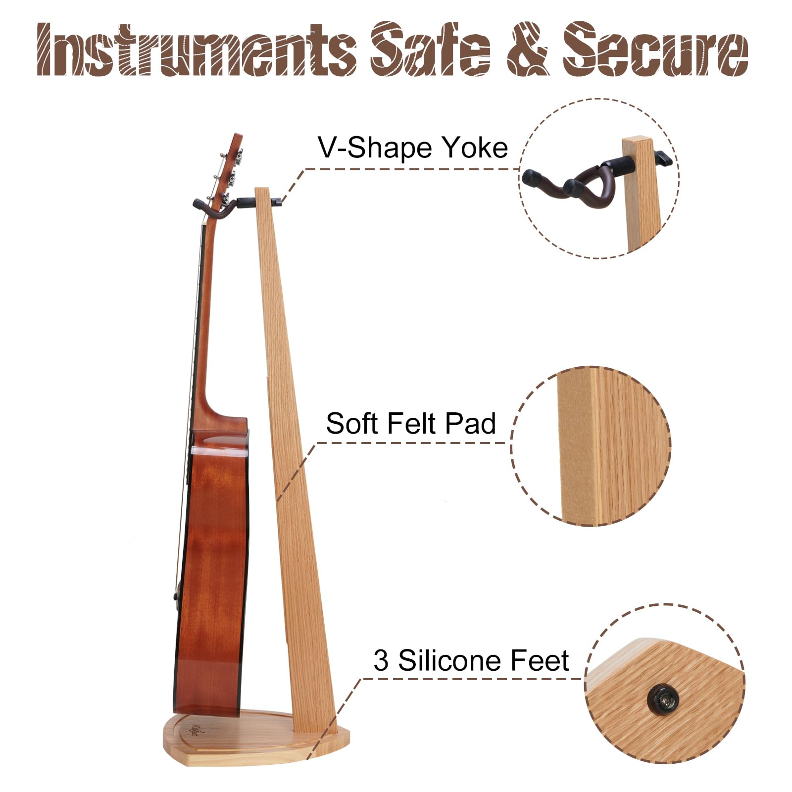 Supporto per chitarra acustica, supporto per chitarra elettrica, in legno di faggio per chitarra acustica, basso, mandolino, supporto per chitarra sospeso, per la casa e lo studio