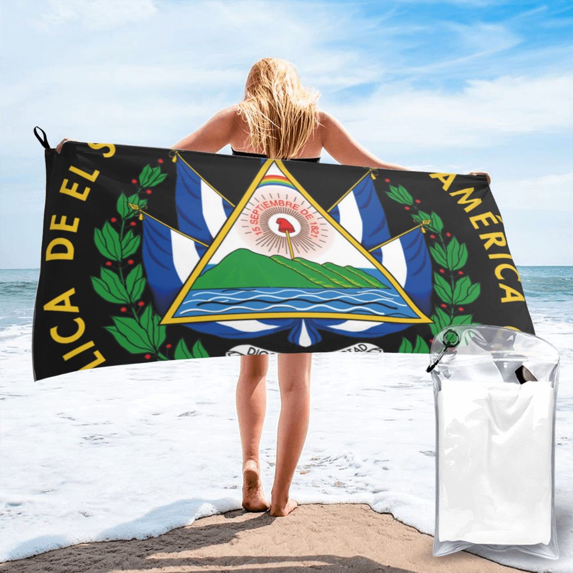 Lsjuee Salvador Flag Microfiber Beach Towel-Quick Dry Oversized Towels Blanket for Travel Pool Camping