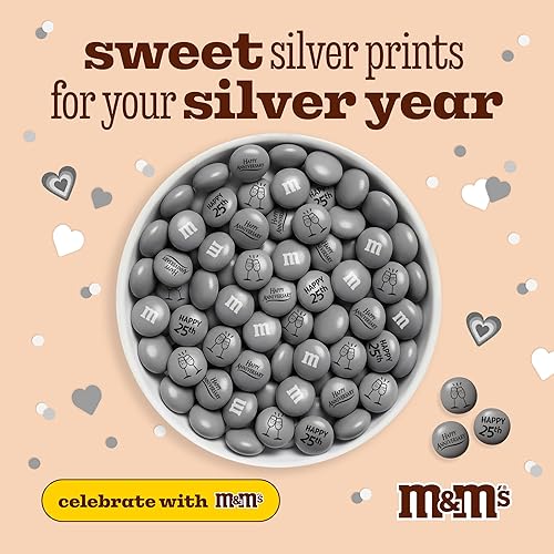 Miniatura 4 de M&M'S Caramelo de chocolate con leche prediseñado para el 25 aniversario, 5 libras de dulces a granel perfectos para fiestas de aniversario de