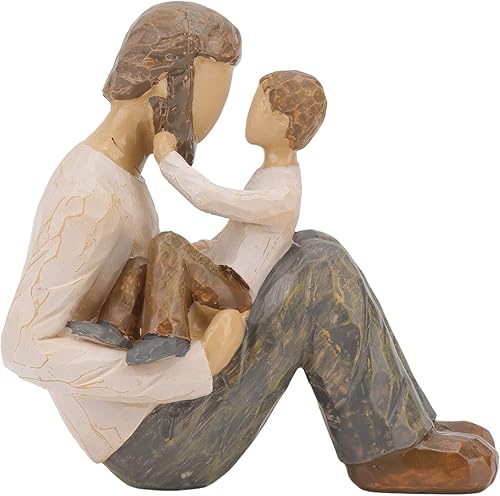 Figura esculpida pintada a mano, estatua de resina de padre e hijo, aspecto realista, escultura de adorno resistente, artesanía para el hogar,