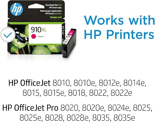 Miniatura 2 de HP Cartucho de tinta magenta de alto rendimiento 910XL Funciona con OfficeJet 8010, 8020 Series, OfficeJet Pro 8020, 8030 Series Elegible