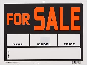 9x12" PVC Sign "for Sale" Year/Model/Price/Call