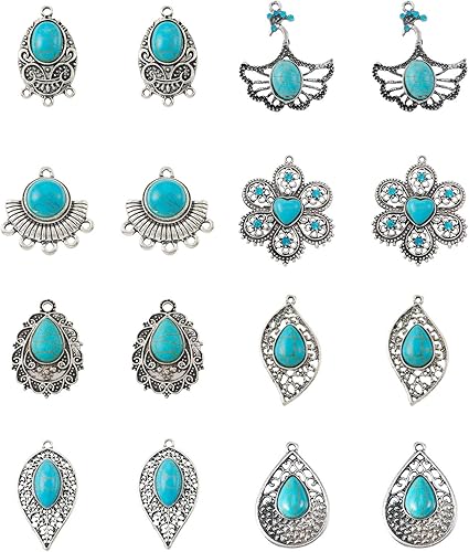 Craftdady Encantos de turquesa sintéticos colgantes de turquesa para la fabricación de joyas