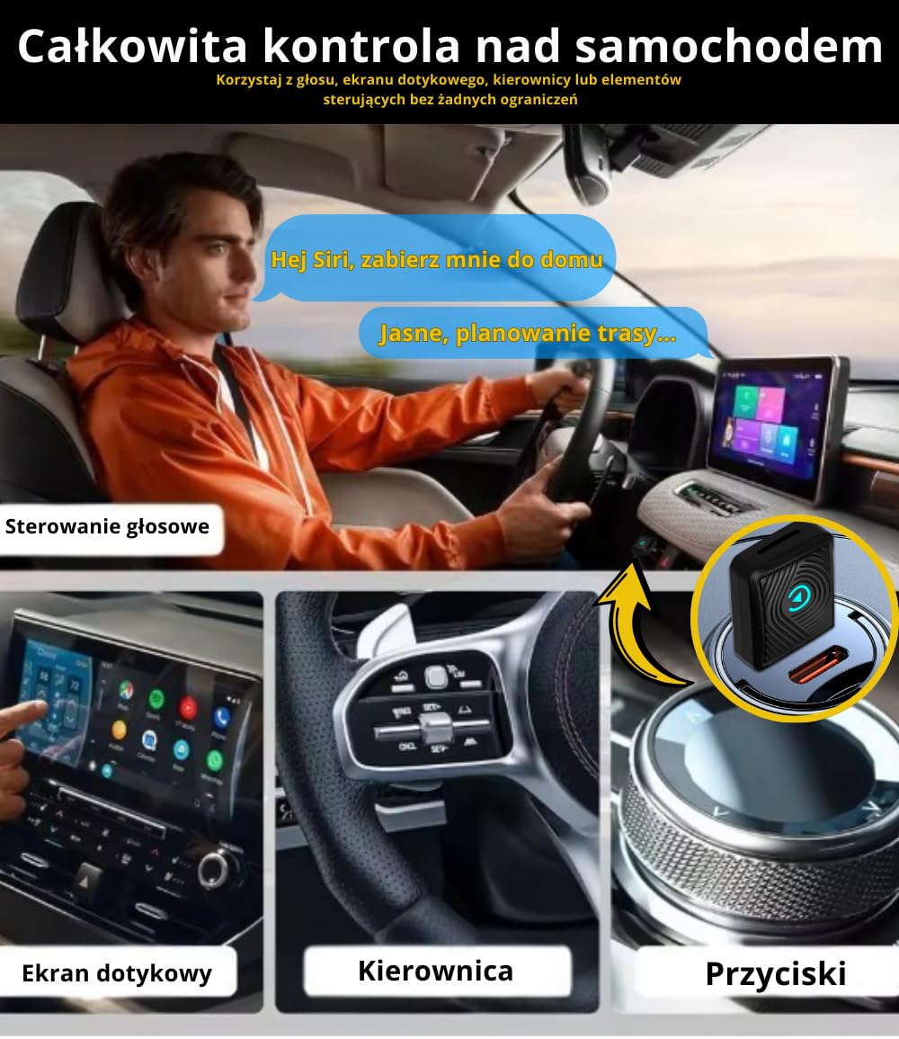 Bezprzewodowy CarPlay i Android Auto 2026 SwiftLink LITE Adapter Bluetooth iPhone Android | Wyższy Komfort Jazdy | Stabilna i Płynna Transmisja Plug&Play | Połączenie bez Kabli i Nowoczesny Design