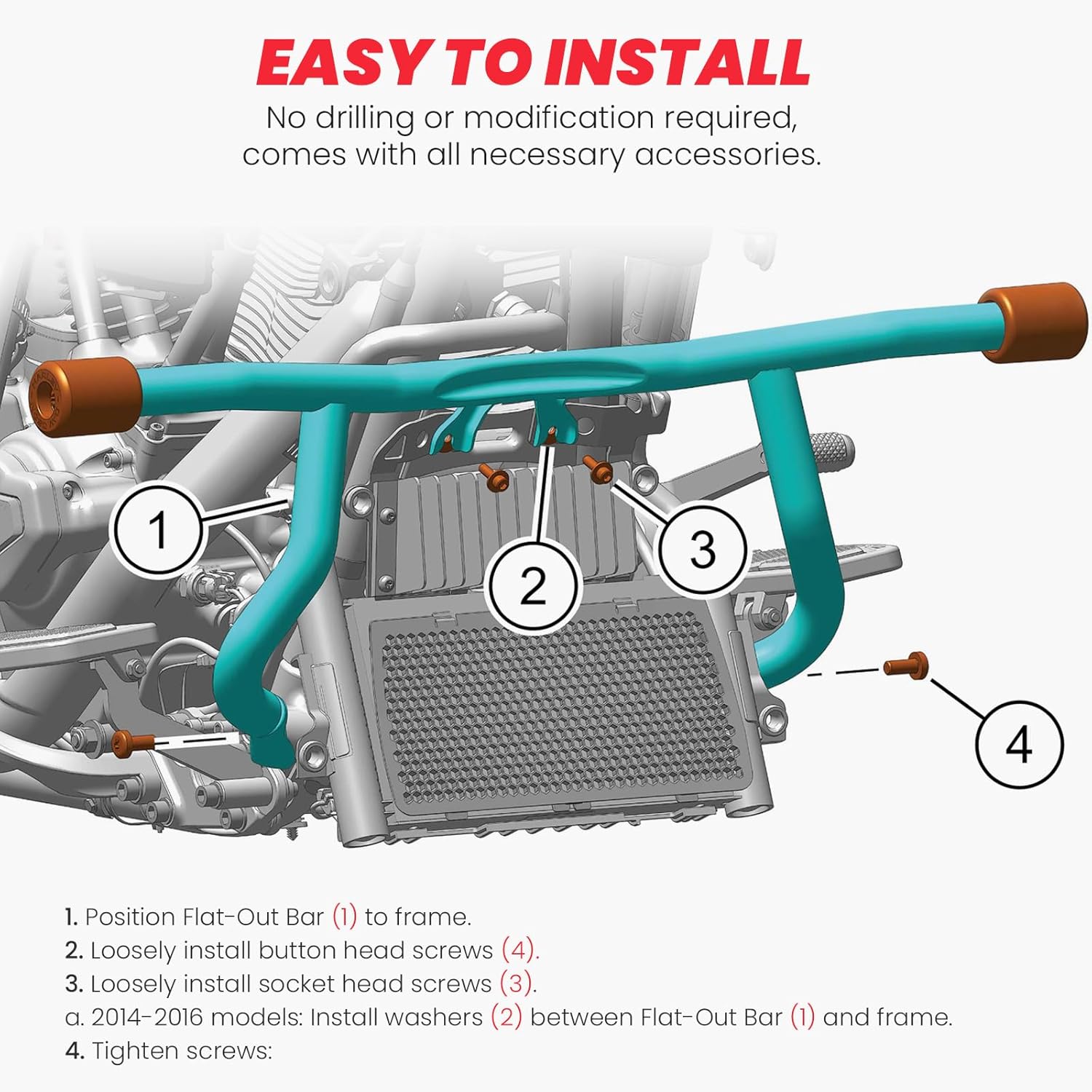 Motorcycle Engine Guard Crash Bar Compatible with Harley Davidson Touring Street Glide Road Glide Road King Electra Glide Ultra Limited Flat Out Bar Black 2014-Up