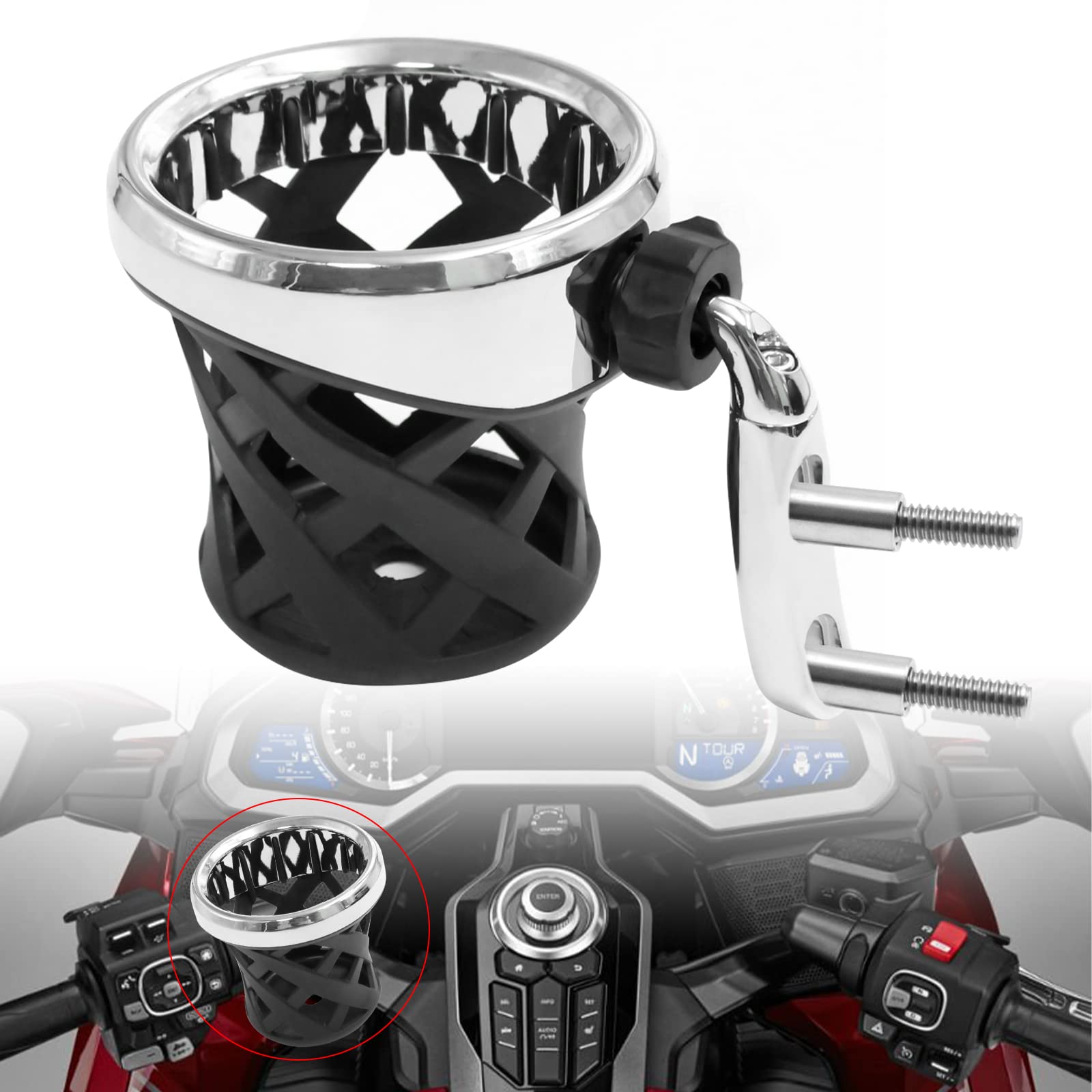 Buy Motorcycle Drink Rubber Cup Holder, Handlebar Accessories with Mesh