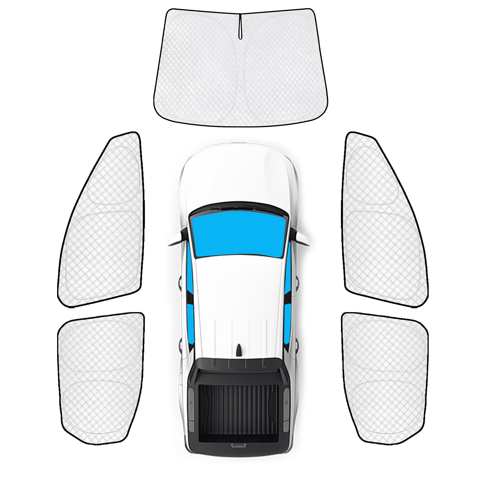 KMF 5pcs Thicken Car Sun Shades for Hyundai Santa Cruz 2022-2025 2026 Accessories, Car Window Covers Sunshade for Windshield Side Rear, Truck UV Block and Privacy Blackout for Camping