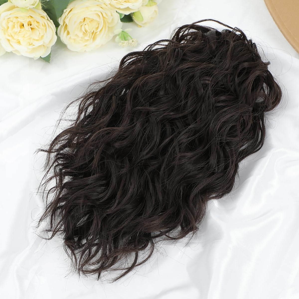 VEGALILY 12 inch Ponytail Extension Dark Brown Hair Extensions Clip in Drawstring Ponytail Short Curly Claw Clip Ponytail Hair Extensions Synthetic Hair Pieces for Women for Daily Use - Image 4