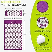 Vista 41 de ProsourceFit Acupressure Mat and Pillow Set for Back/Neck Pain Relief and Muscle Relaxation, Large - Gray/Gray