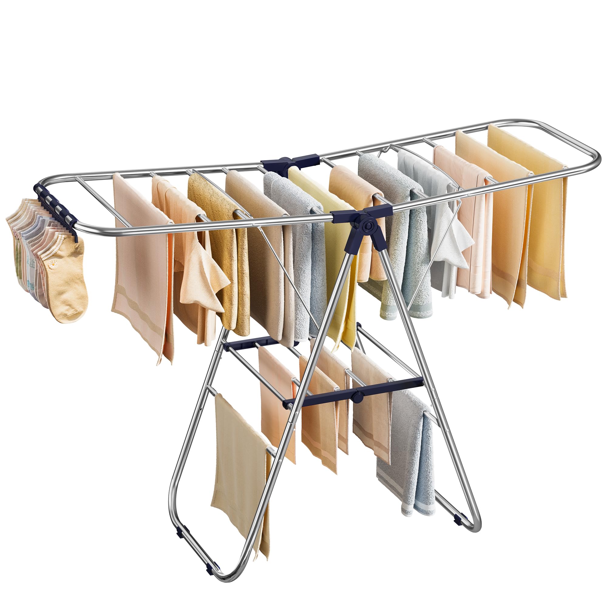 SONGMICS Clothes Drying Rack, Foldable Metal Airer