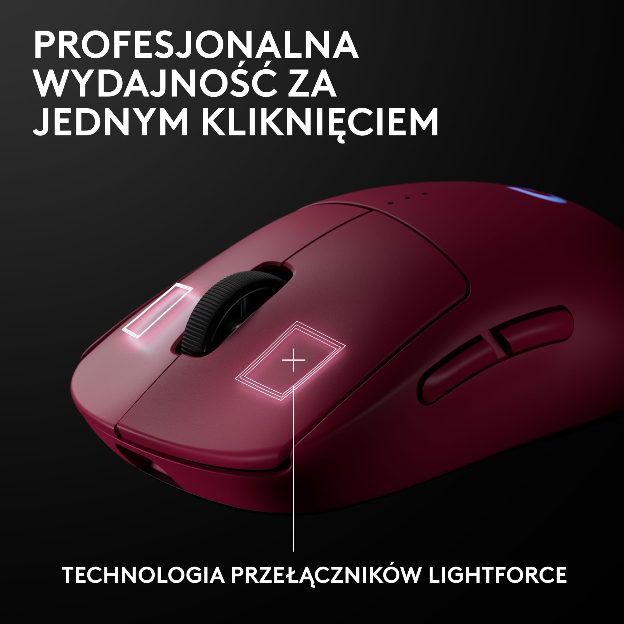 Bezprzewodowa mysz do gier PRO 2 LIGHTSPEED, do 4 konfigurowalnych i przełączanych magnetycznych przycisków bocznych, ładowanie przez USB-C, czujnik 32k DPI do komputerów PC/Mac
