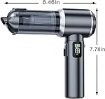 Aspirateur de voiture portable sans fil avec Air Duster, 30-Min Durée 20000Pa Aspiration, portable rechargeable petit aspirateur portatif pour détail de voiture nettoyage intérieur Cheveux d'animal, argent et gris