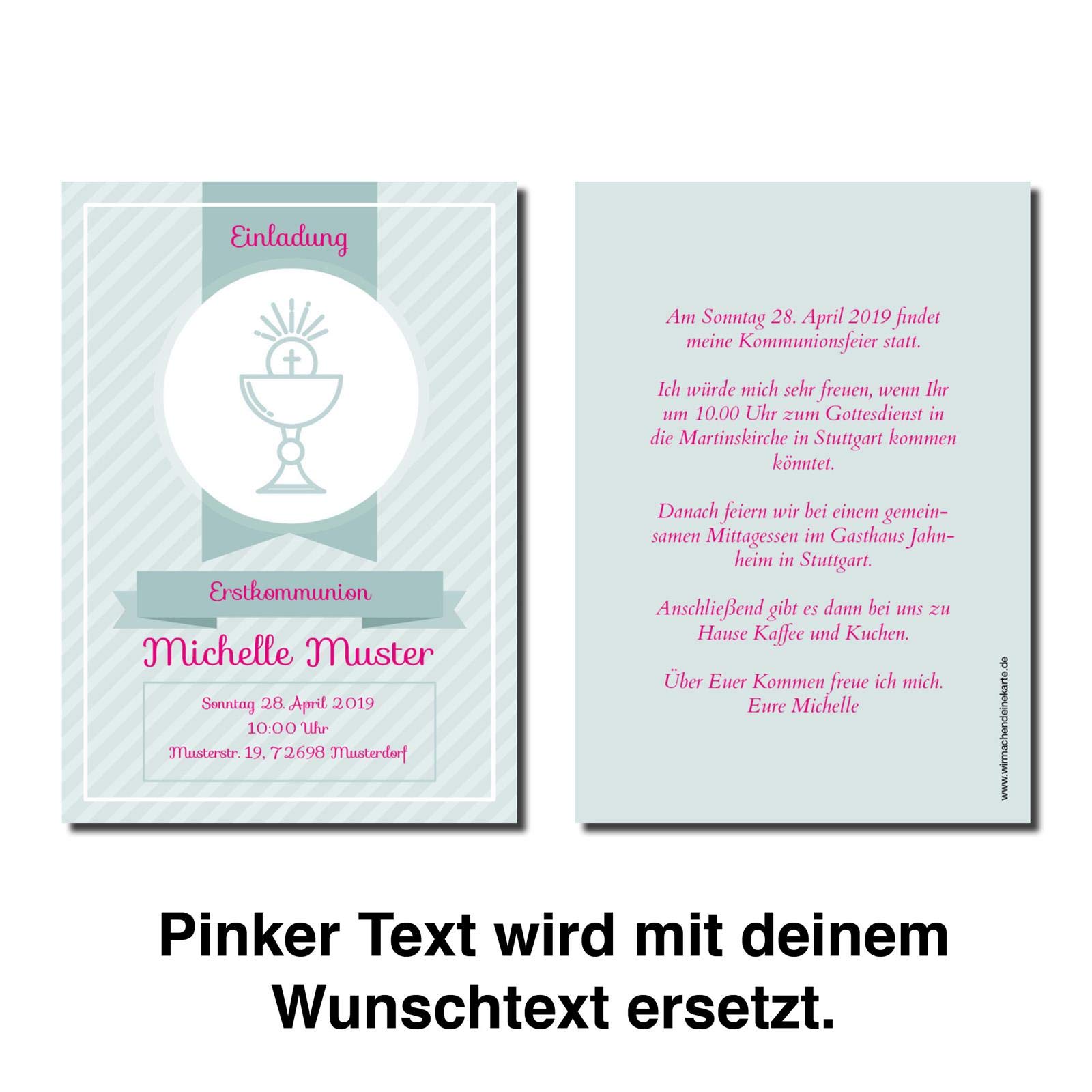 Einladung Einladungskarte Kommunion Heiliger Kelch