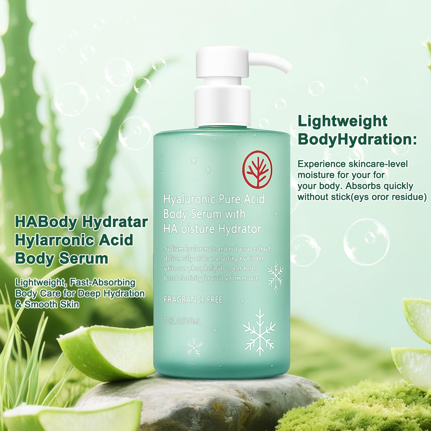 HA Hyaluronic Acid Body Serumr – Acido Hialuronico Body Serum, Lightweight Fast-Absorbing Body Care for Deep Hydration & Silky Smooth, Non-Greasy Skin - Image 2
