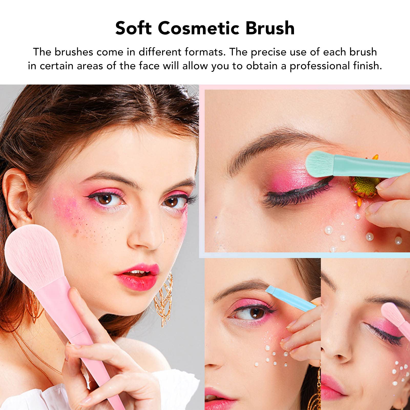 Makeup Brush Set 17pcs Makeup Brushes Candy Colors Soft Thick Aluminum Tube Cosmetic Brush Kit for Dating Party Outdoor - Image 3