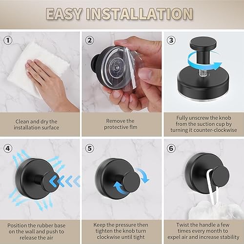 Miniatura 6 de Ganchos de ventosa mejorados 2026 sin taladros, ganchos de ventosa de acero inoxidable para ducha, espejo, pared, baño, vidrio, toallas colgantes,