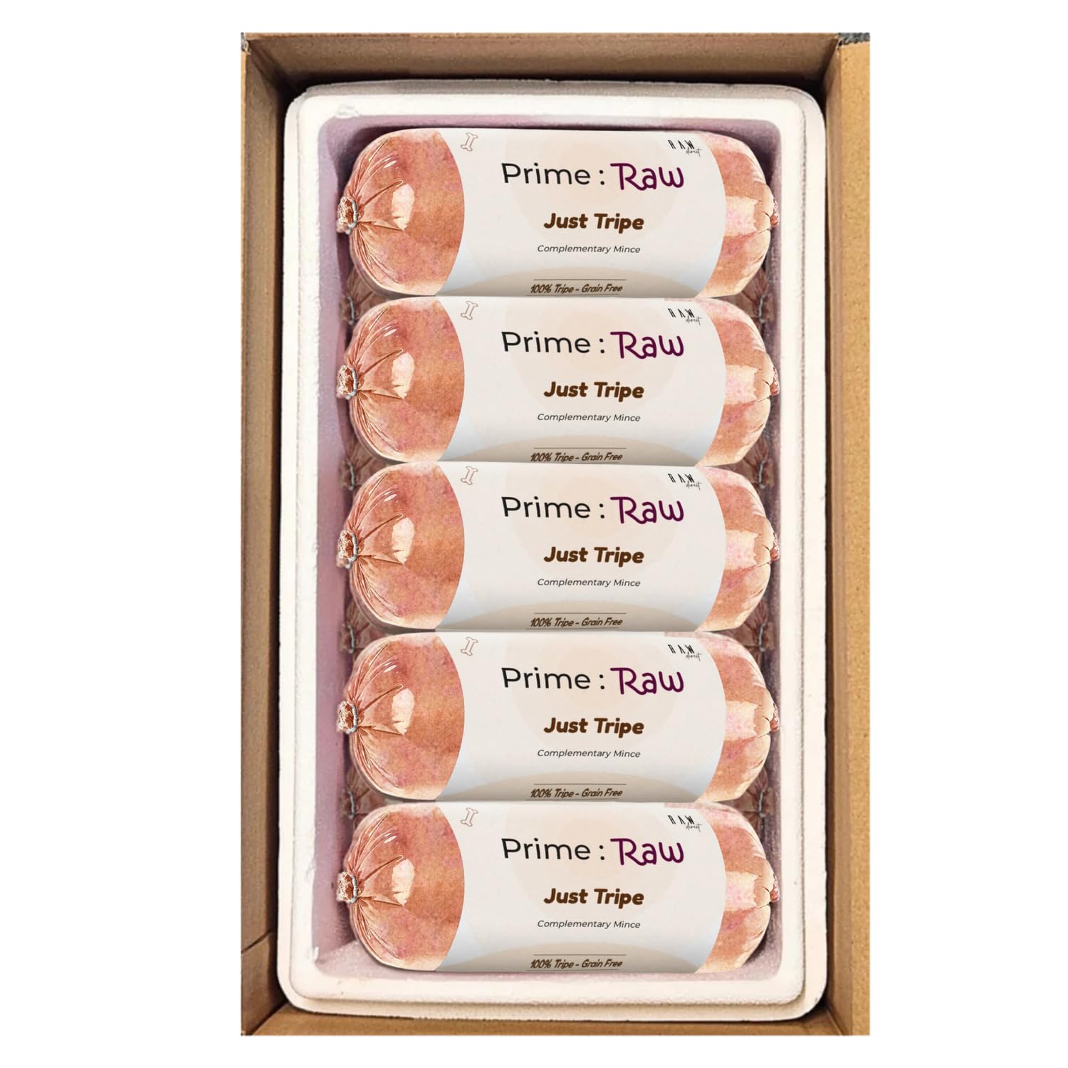 RAW DIRECT Prime Raw Frozen BARF Dog Food – 454g Rolls | 20 or 30 Rolls Pack | Premium Natural Barf Raw Diet | High-Protein, Grain-Free & Nutrient-Rich (10, Just Tripe)