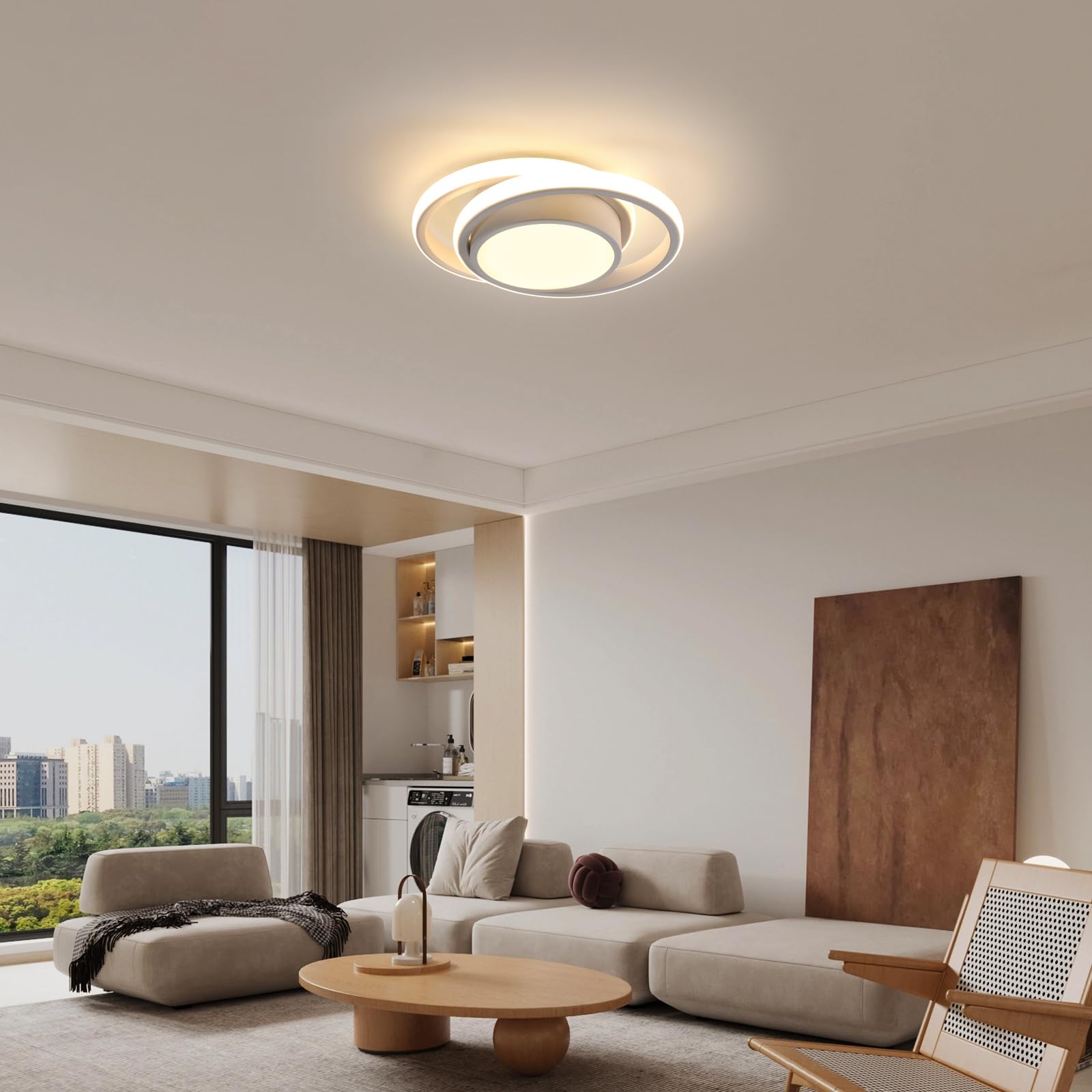 Comely lampa sufitowa LED, okrągła lampa sufitowa, ciepła biel 3000 K 32 W, nowoczesna lampa sufitowa LED do korytarza, kuchni 28 cm