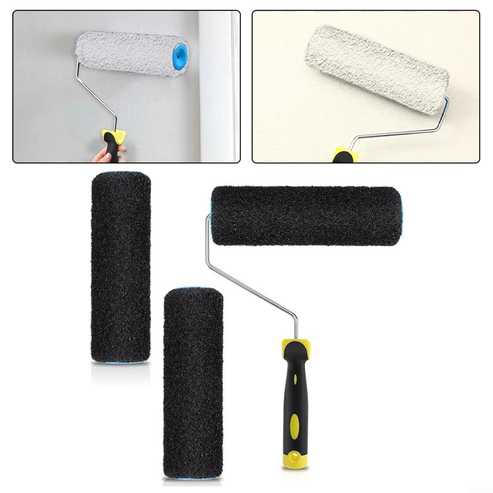 Set di rulli per cartongesso da 22,9 cm, con 3 pennelli per texture e rullo di vernice, perfetto per pittura su pareti e soffitti senza sforzo, ideale per progetti domestici fai da te e uso