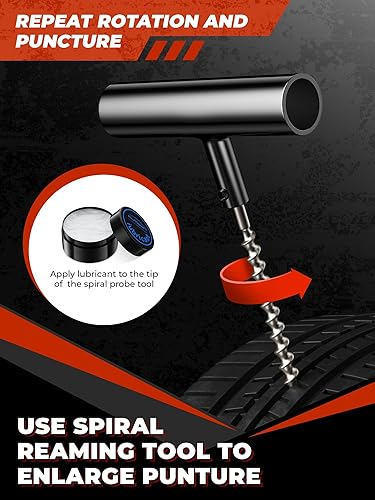 Miniatura 4 de AUTOWN Kit de reparación de neumáticos planos, 74 piezas de tapones universales para neumáticos, kit de reparación de pinchazos de neumáticos planos