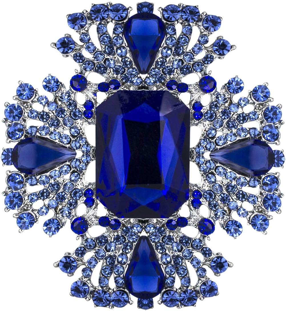 Vintage Austrian Crystal Rhinestone Flowers Shaped Brooch Pin for Women Girls Lapel Pin for Sweater,Coat Dress Accessories