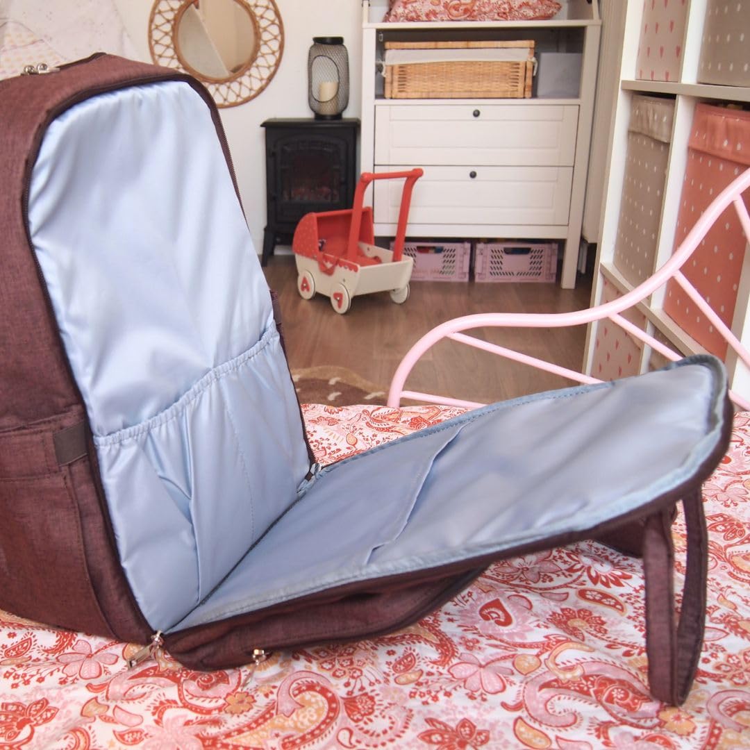 Sac à Langer Fripouille | Capacité de 30L | Déperlant | Sac à Dos à Langer bébé avec Matelas à Langer | Porte-Sucette et Sangles de Poussette (Brun)