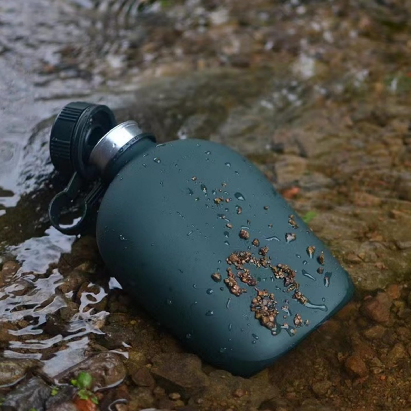 LOJAX Borraccia Militare in Alluminio da 1 litro con Borsa in Nylon Rinforzato, Borraccia da Mensa(C)