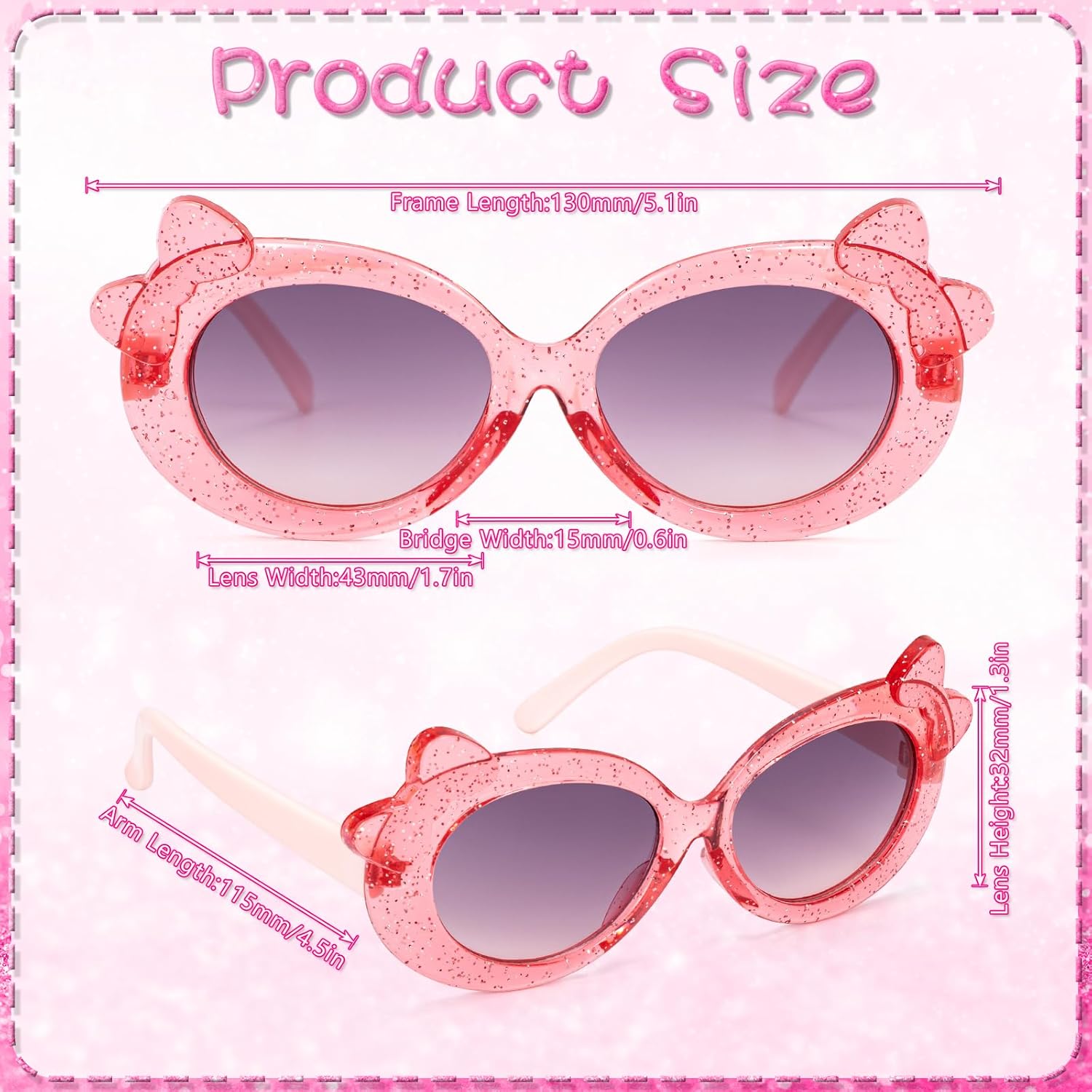 Girls Baseball Cap Kids Sunglasses, Glitter Sun Hat Breathable Mesh Ponytail Cap Trucker Cap Adjustable Summer Hat for Girls Outdoor Sports Pink - Image 3