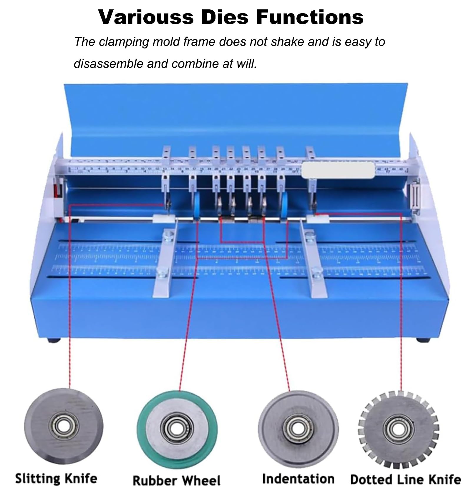 Máquina de plegado eléctrica, perforadora de papel de 520 mm con regla de escala, metal resistente para fotos, documentos, menús, sobres, notas