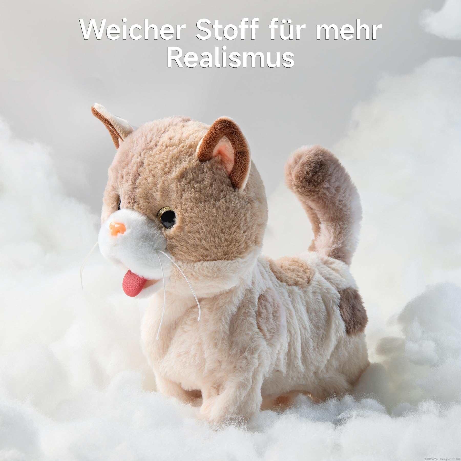 TUMAMA KIDS Elektronische Haustiere, Katze Spielzeug Kinder, Roboter Kuscheltier Plüschtiere Katze, Spazierengehen, Singen, Zunge lecken, Leine fernsteuern, Spielzeug ab 3 jahr, Geschenk Mädchen Junge