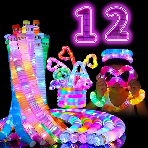 12 varillas luminosas con luz  tubos LED para reventar, suministros de fiesta que brillan en la oscuridad, juguetes sensoriales, recuerdos de fiesta