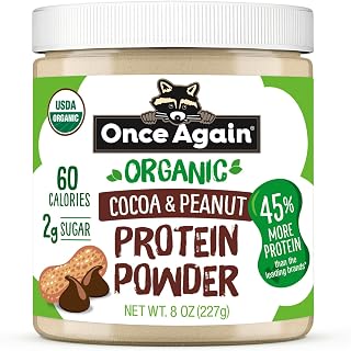 Once Again Chocolate Peanut Protein Powder - 9g Plant Protein, 2g Sugar - Organic Cocoa & Peanut Butter Powder - 60 Calories, Non-GMO, Vegan, Gluten-Free Certified - 8 Ounces deal from Amazon