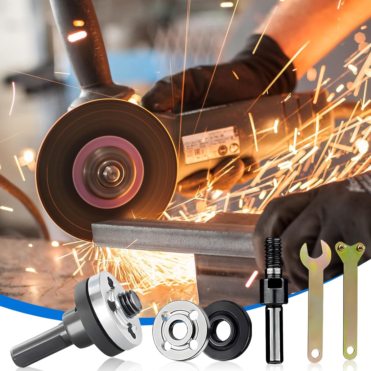 Angle Grinder Connecting Rod Set, Angle Grinder Connection Set, Hand Drill Conversion Rod Connecting Adapter Set with Pin Wrench, for Electric Cutting Disc Drill Pack of 10