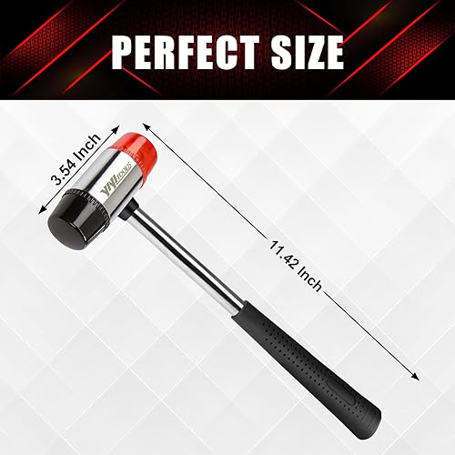 Miniatura 2 de YIYITOOLS Mazo suave de doble cara martillo joyas madera instalación de pisos soplado sin chispas y mango de plástico 1378in rojo y negro