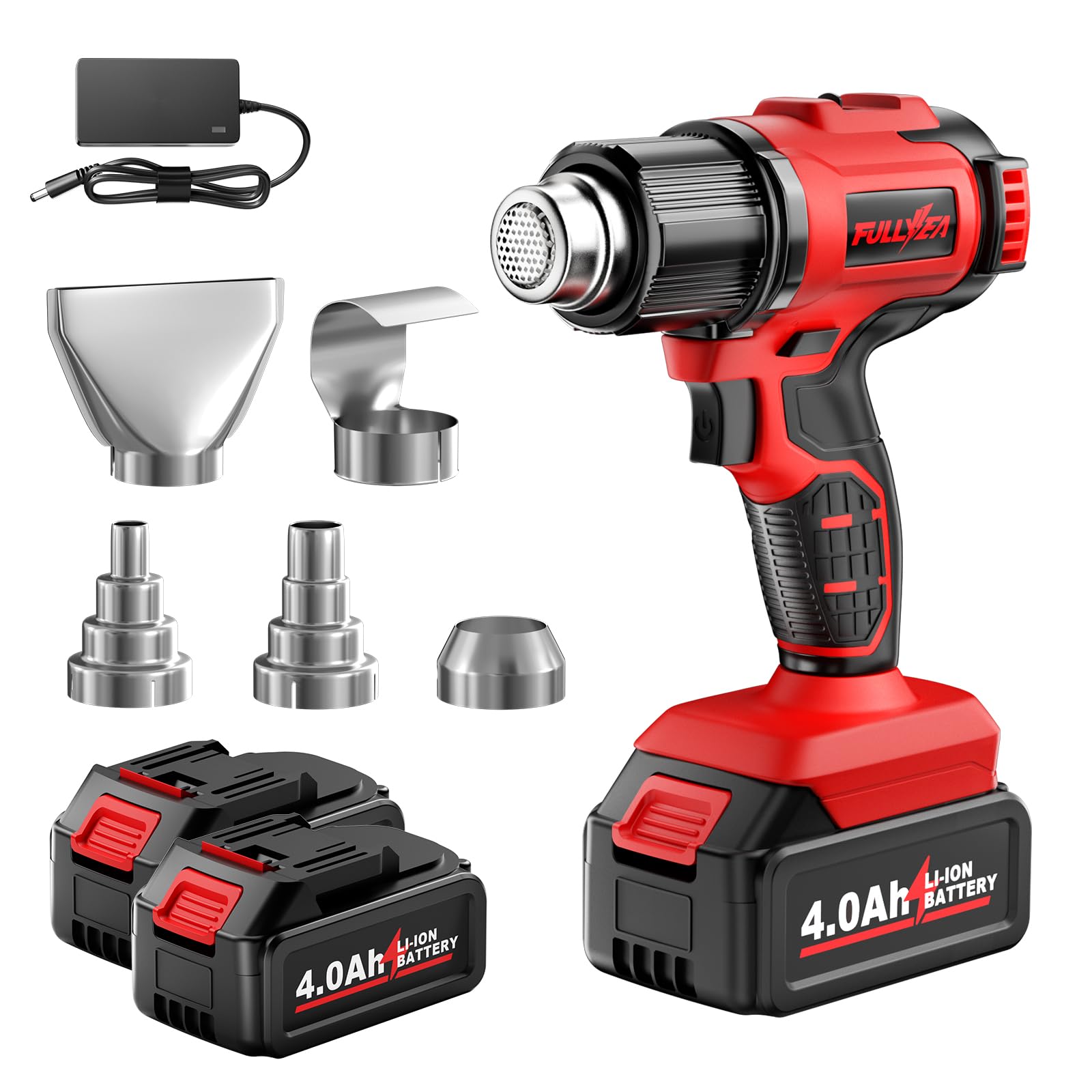 Cordless Heat Gun with 2 x 4 0Ah Batteries 5 Nozzles Hot Air Gun Kit Portable Max 1022
