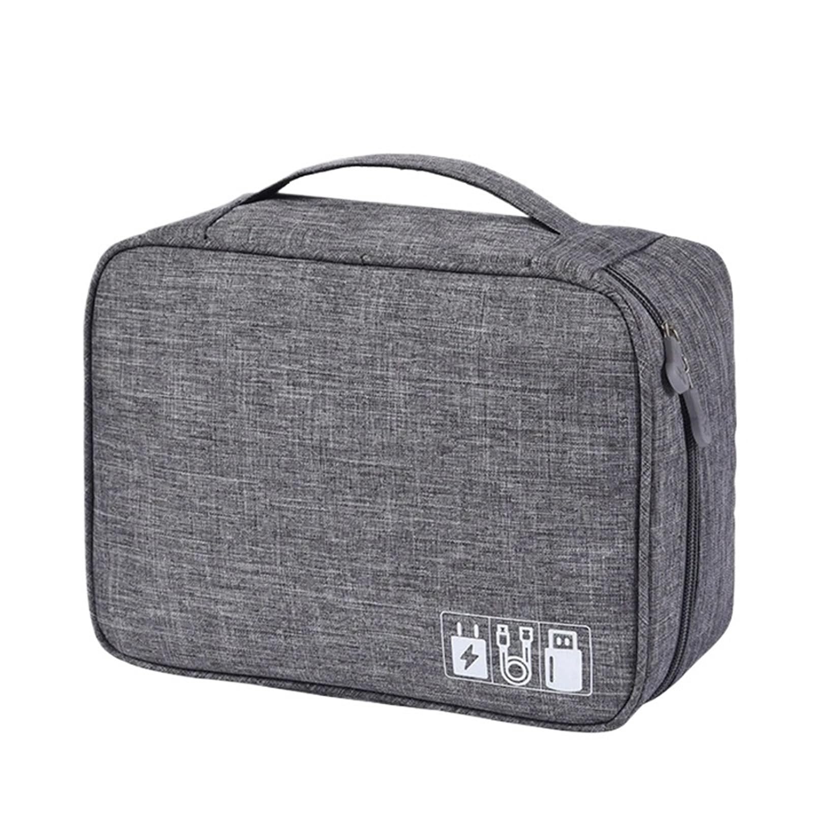 Bolsa Organizadora De Cables Bolsa De Almacenamiento Cables Viaje, Digital Portátil Impermeable, Cargador Cable Datos USB, 2 Uds(Grey,1Layer(24.5x10x18cm))