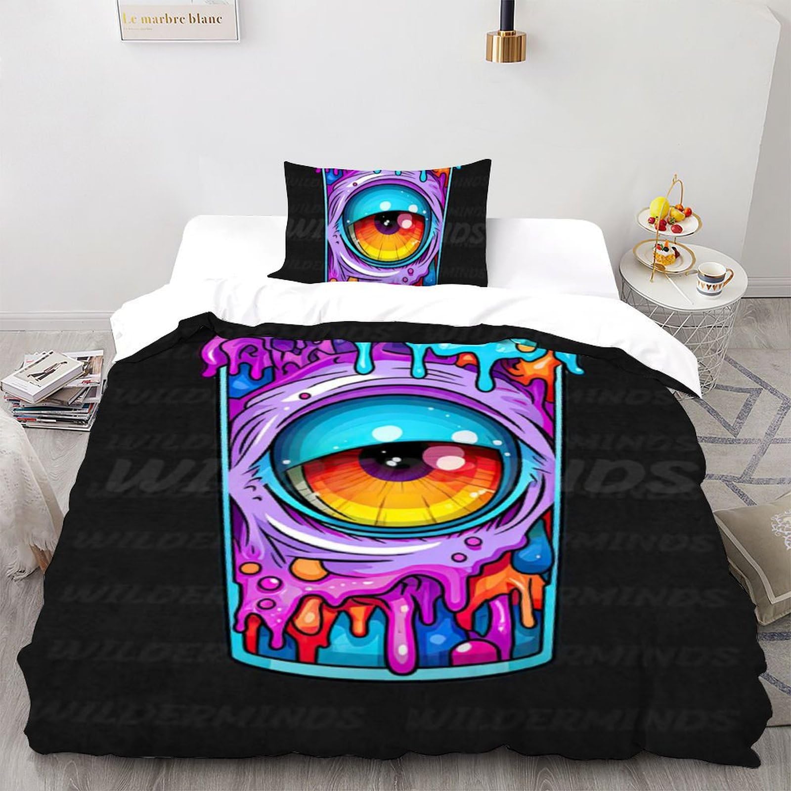 Housse de couette single 135x200cm en microfibre imprimé 3D avec fermeture éclair