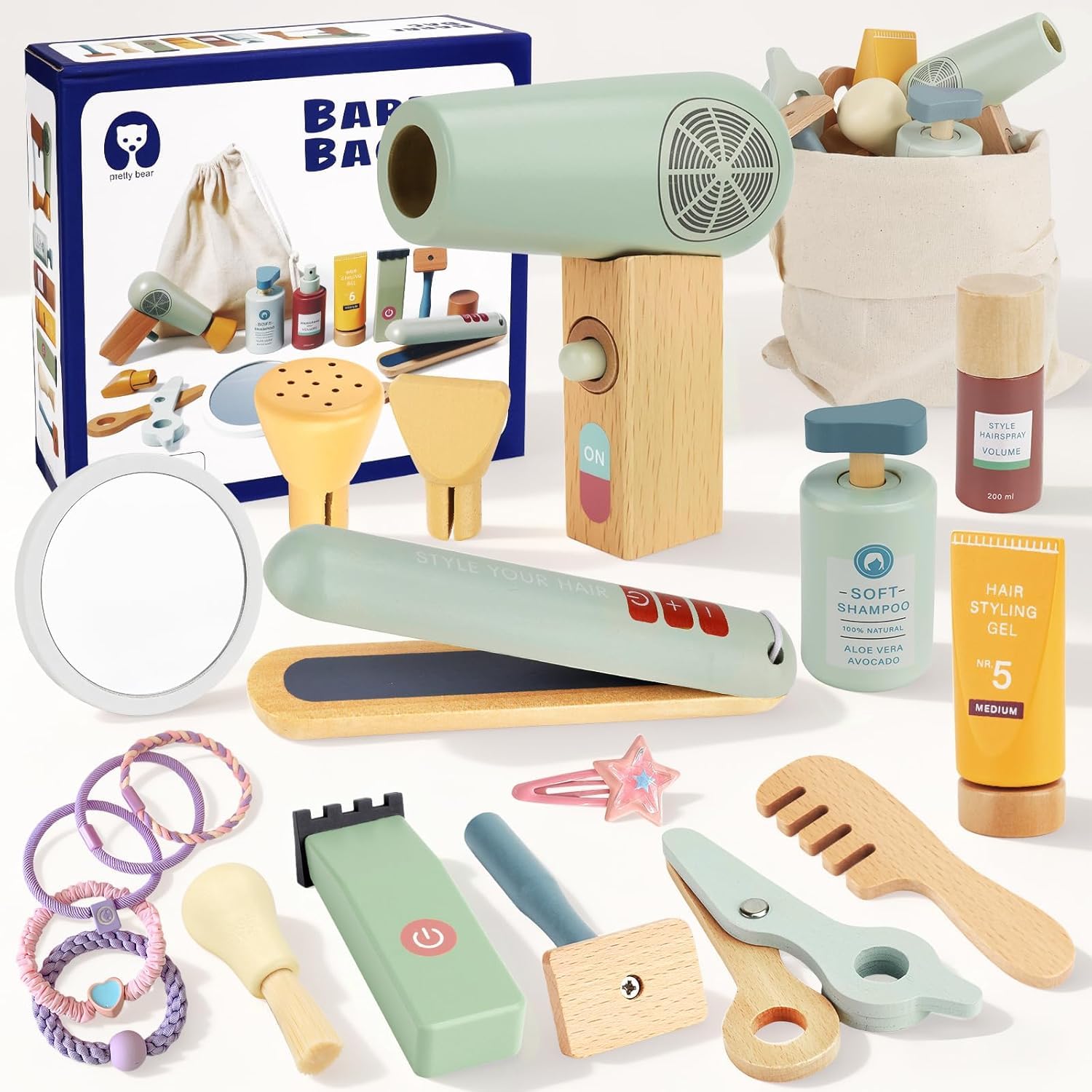 Set Parrucchiera Bambina,Set da Parrucchiere per Bambini,Kit Parrucchiera Bambini con Asciugacapelli Piastra per Capelli Pettine Specchio,Set da Gioco Parrucchieri per Bambinis 3 Anni+
