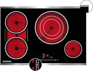 30 Inch Cooktop with 4 Burners,8600W High Power Electric Cooktop Sync Elements Timer Child Lock Auto Shutdown Safety syste...