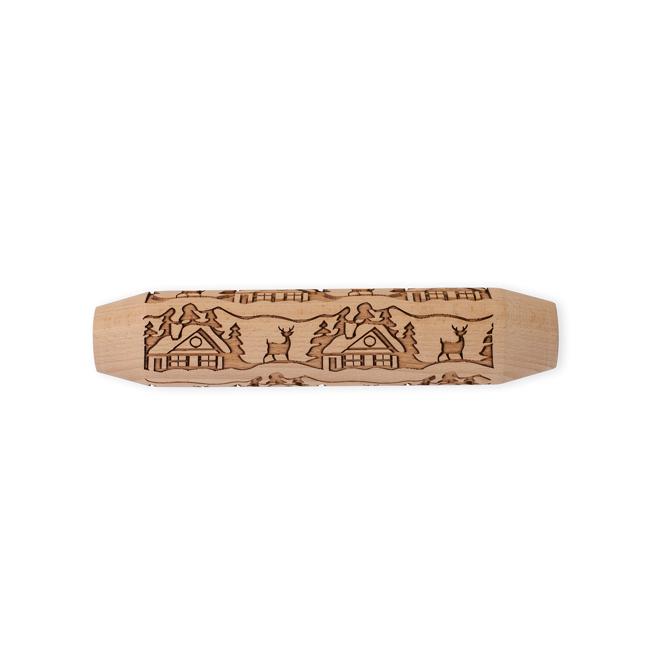 Nordic Ware Prägeschablone, charmantes Woodland Cottage Nudelholz zum Backen, Premium Backzubehör zum Prägen von Keksen und Gebäck, einfach zu bedienen