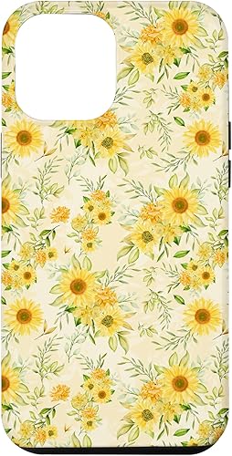 Funda para iPhone 13 Pro Max con diseño de girasol amarillo pastel
