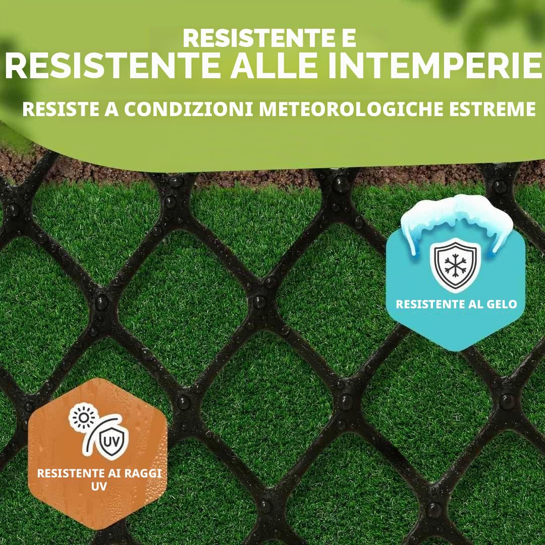 Florade Griglia di protezione per prato – Griglia in plastica trasportabile – Piastre in plastica alternativa – Griglie per prato – Favi per stabilizzare il terreno – Giardino e vialetto (10 metri)