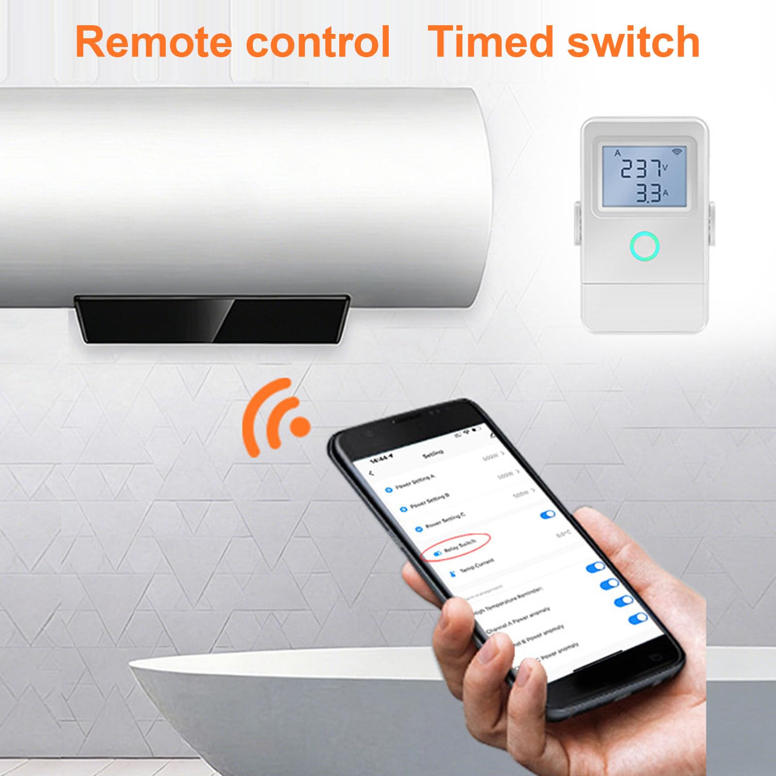 SEAFRONT Monitor de Energía Eléctrica WiFi Control Remoto Pantalla LCD 3 Canales 100A 16A Relé Alarma de Sobrecalentamiento para Electrodomésticos