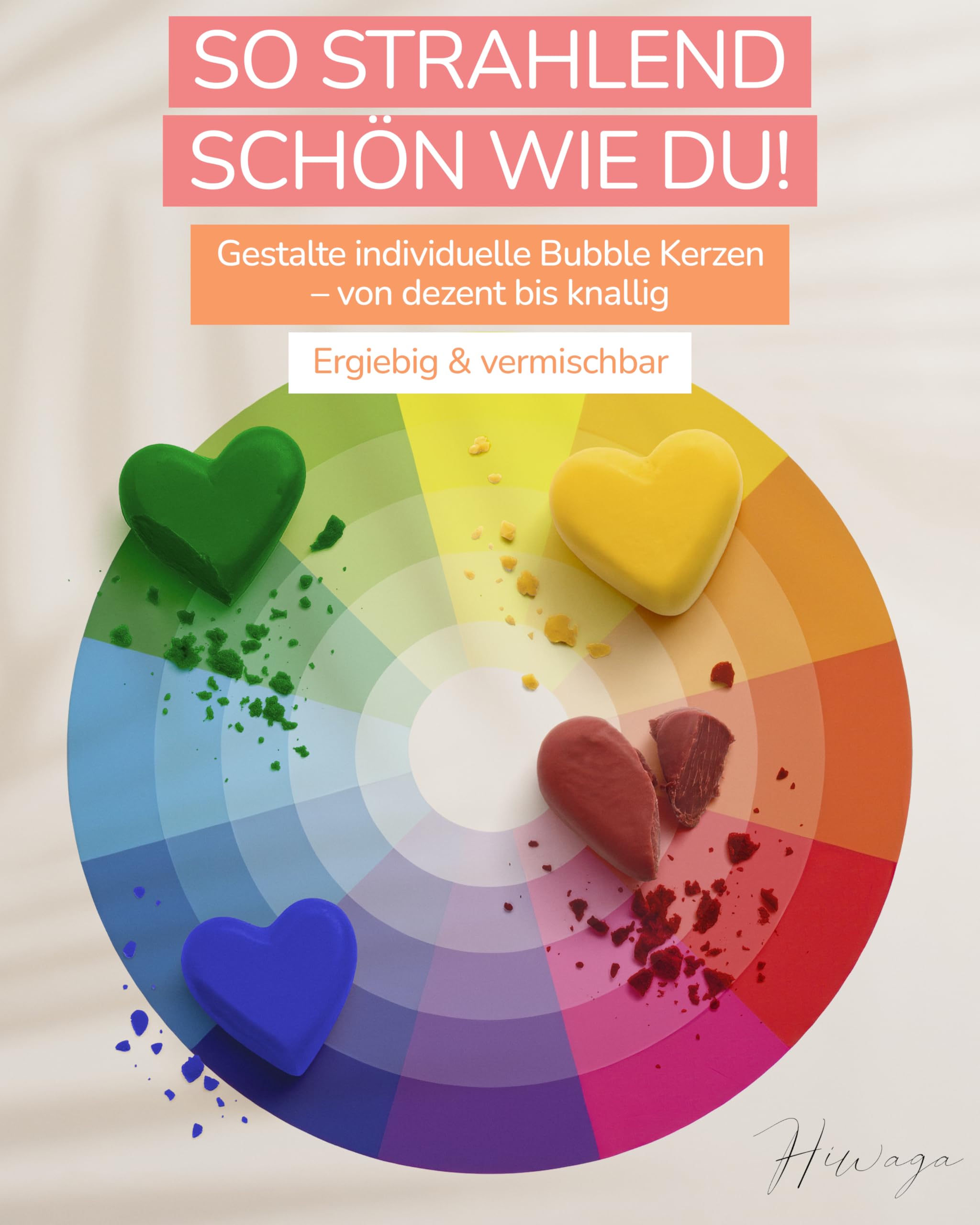 Hiwaga DIY Kerzen selber machen Set für Erwachsene, Starterkit für kreative Kerzenherstellung, Kerzen gießen Set Erwachsene, DIY Komplettset inkl. Rohwachs, Farben, Duftöle und Silikonform