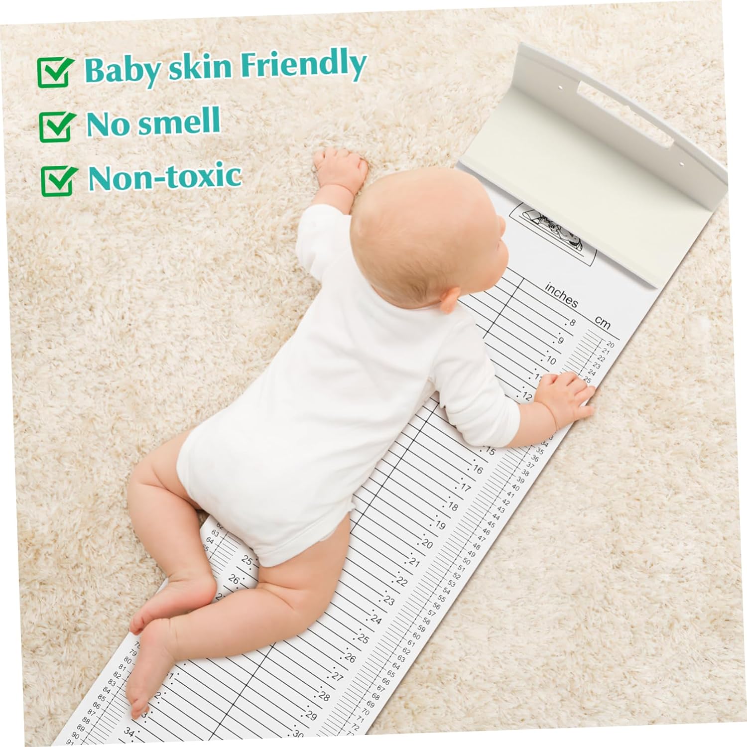 iplusmile Baby Height Measurement Ruler Soft Waterproof Infant Growth Chart Measuring Mat with Fixed Headboard and Sliding Foot Positioner for Newborns and Toddlers